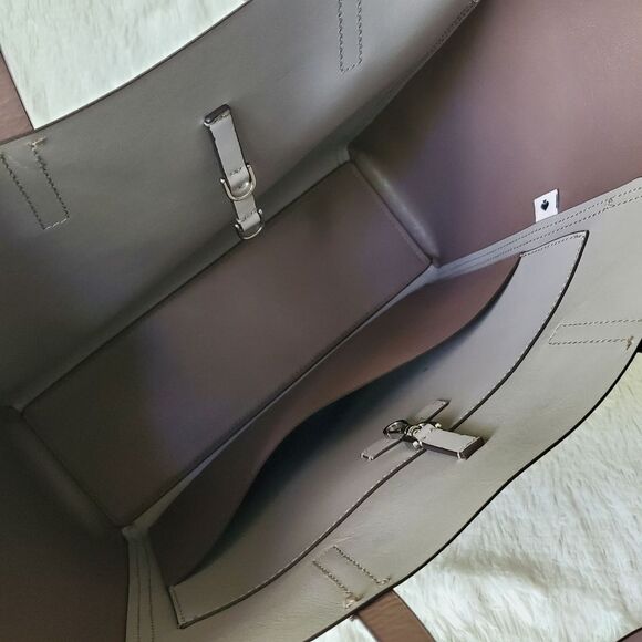 Kate Spade Magnolia Street Double Pocket Taupe Leather Tote Bag - Picture 7 of 7